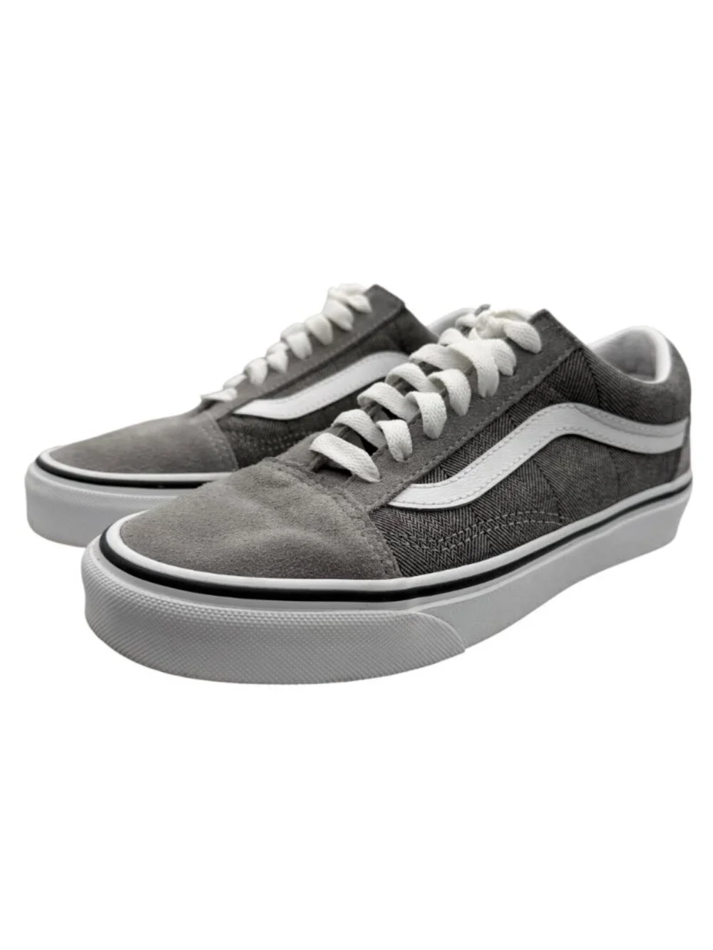 Vans Unisex Low Top Old Skool Gray White Suede Canvas Lace Up Sneakers‎ (5)